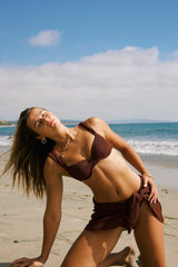 Brown Textured Push Up Bikini Sets