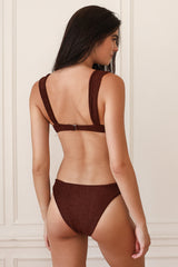 Brown Textured Push Up Bikini Sets