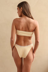 Yellow Striped Bandeau Bikini Sets