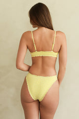 Yellow Gingham Print Tank Bikini Sets