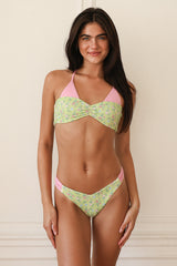 Green Pink Floral Tank Bikini Sets