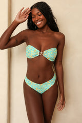 Green Floral Bandeau Bikini Sets