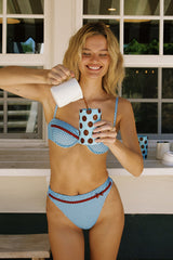 Blue Polka Dot Push Up Bikini Sets