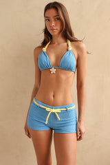 Blue Boxy Bikini Bottom