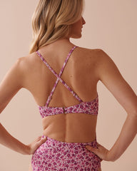 Pink Daisy Print One Piece Swimsuit