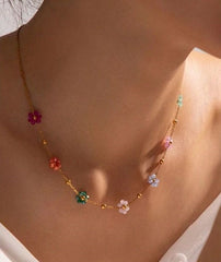 Colorful Flower Chocker Necklace