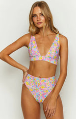 Pink Floral Triangle Cheeky Bikini Sets