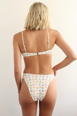 Colorful Stamps Front Hoop Bandeau Bikini Sets