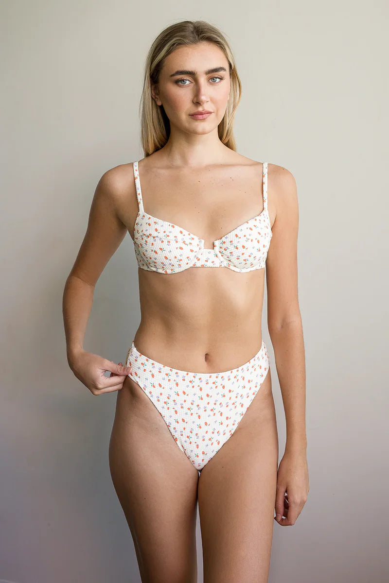 White Floral Push Up Bikini Sets