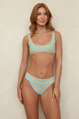 Blue Floral Tank Bikini Sets