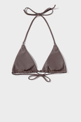 Brown Triangle Halter Bikini Sets