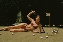 Burgundy Self-Tie Triangle Bikini Sets