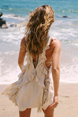 Beige Frill Mini Dress