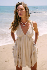 Beige Frill Mini Dress