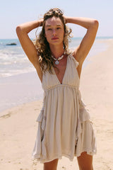 Beige Frill Mini Dress